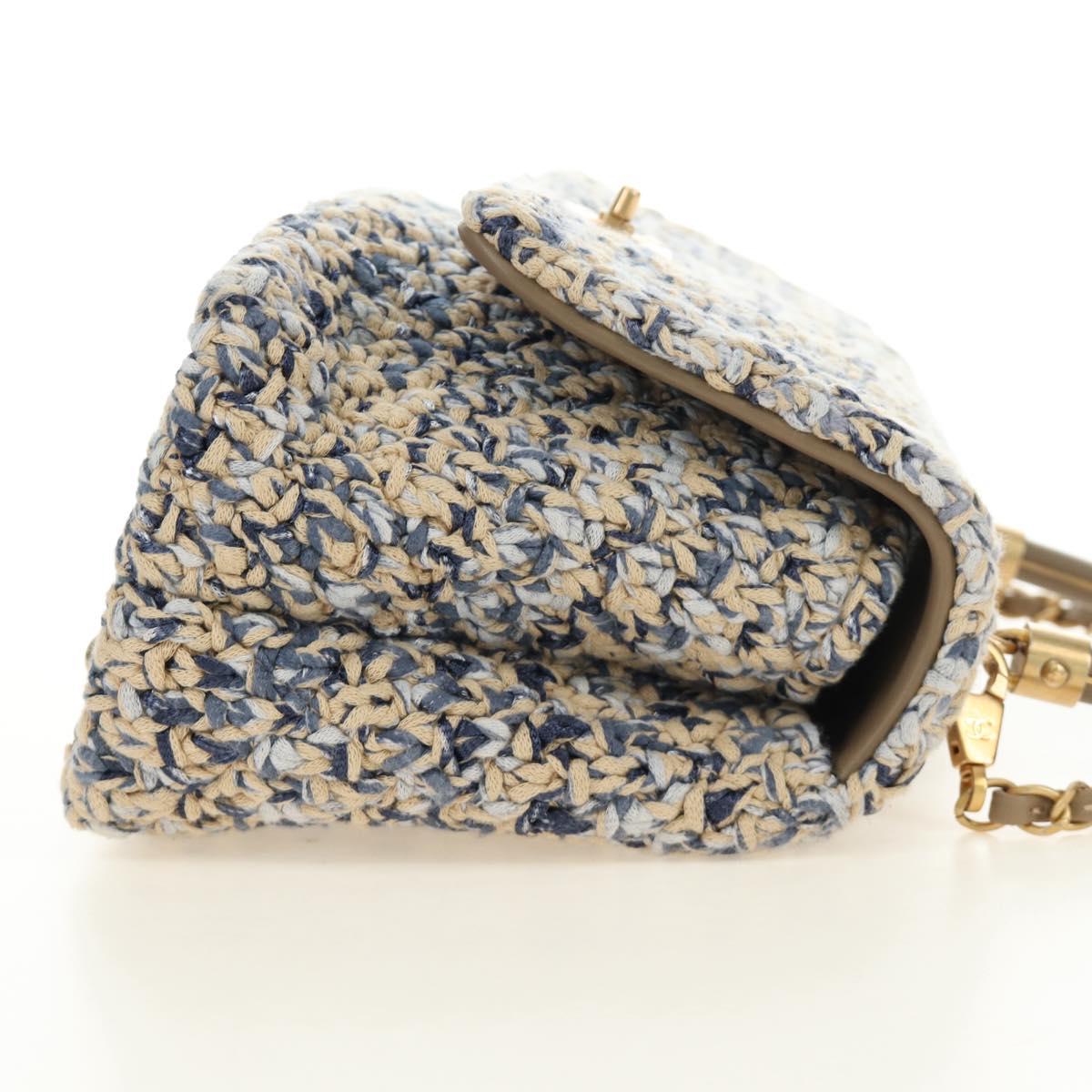 CHANEL Top Handle Chain Shoulder Bag Tweed 2way Multicolor Gold CC Auth 189761SM