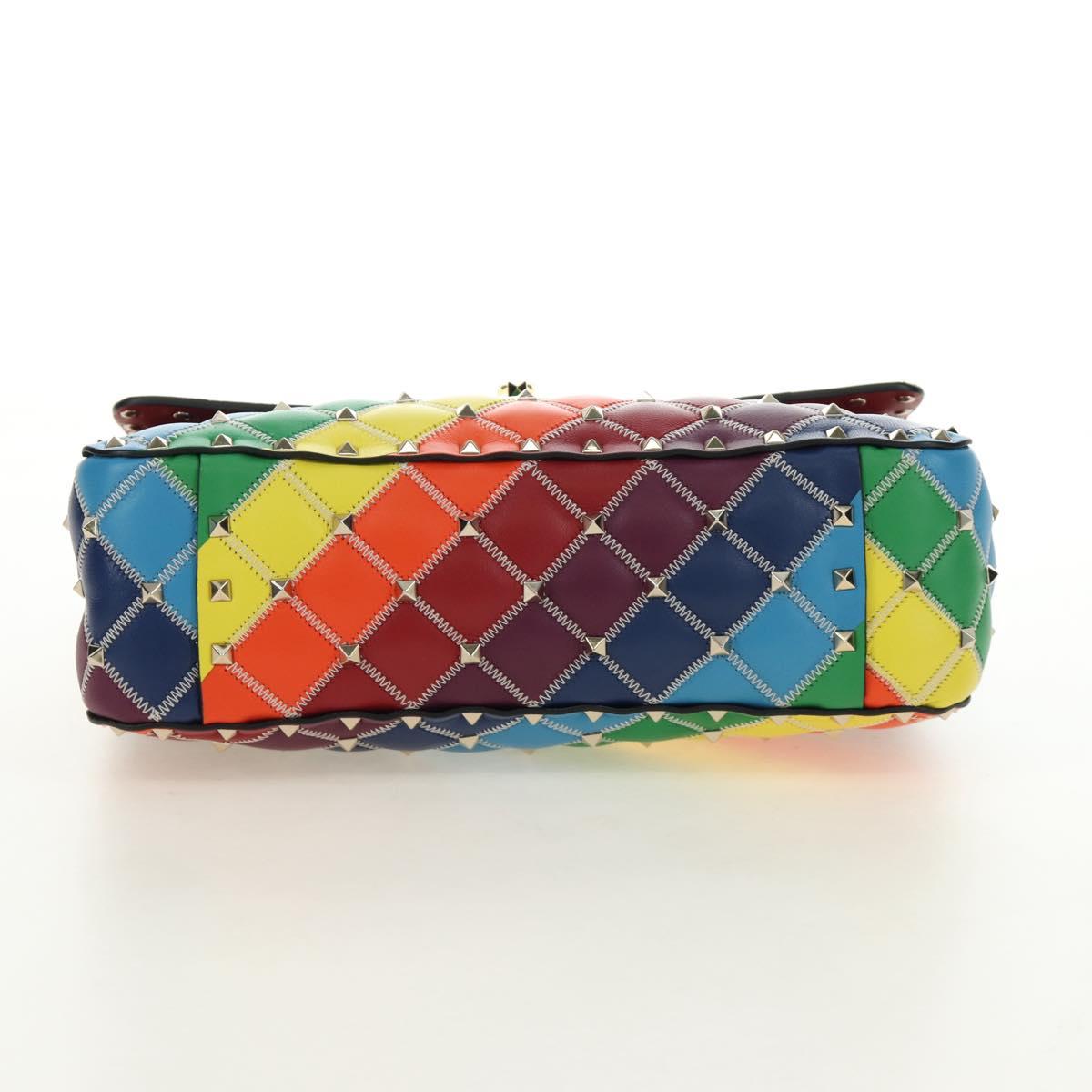 VALENTINO Rock Studs Chain Bag Leather 2way Multicolor Gold Auth 189762M