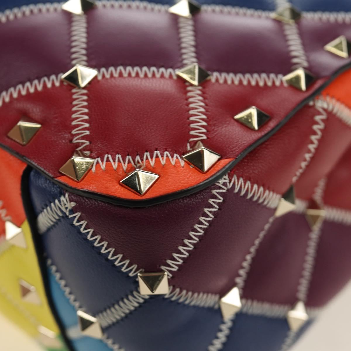 VALENTINO Rock Studs Chain Bag Leather 2way Multicolor Gold Auth 189762M