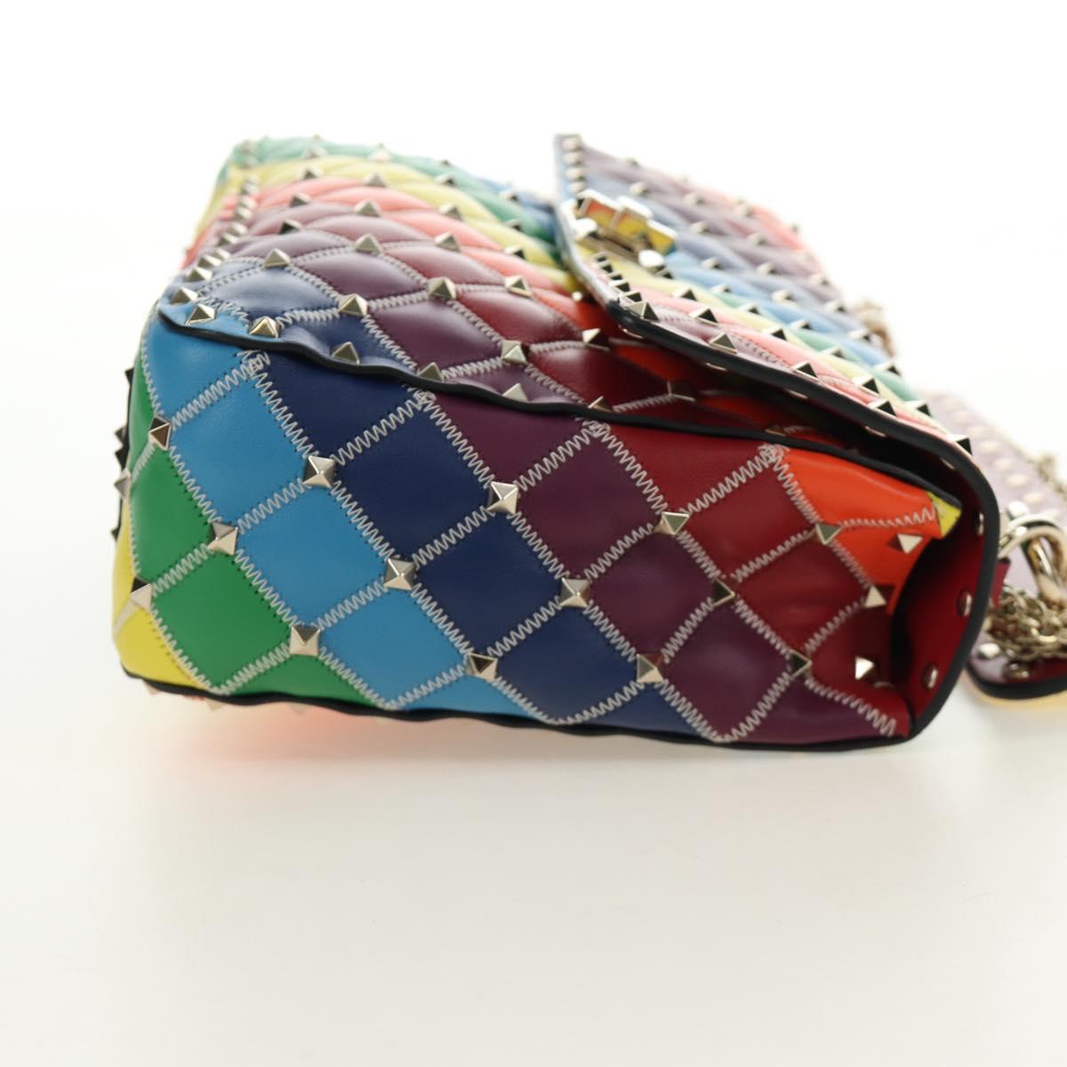 VALENTINO Rock Studs Chain Bag Leather 2way Multicolor Gold Auth 189762M