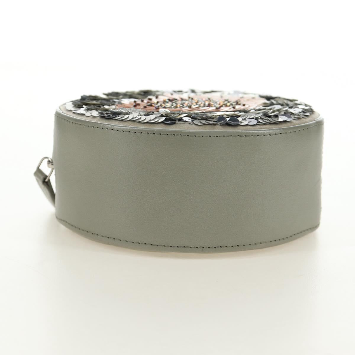 CHANEL Matelasse Chain Shoulder Bag Sequin Leather Gray Silver CC Auth 189763SM