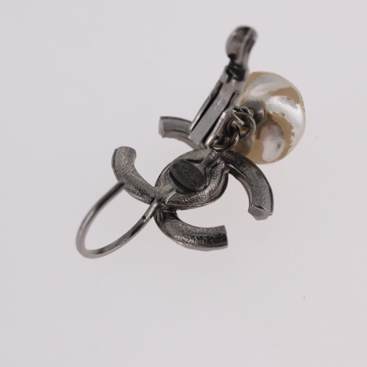 CHANEL COCO Mark Pierce Earring metal Silver CC Auth 189767A