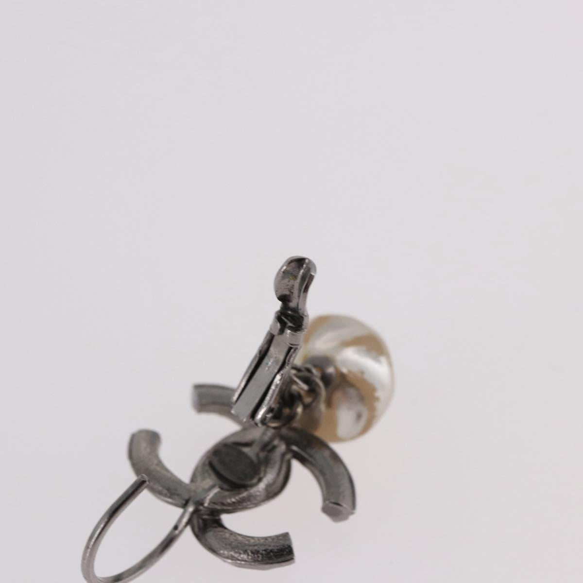 CHANEL COCO Mark Pierce Earring metal Silver CC Auth 189767A