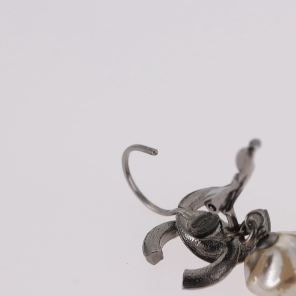 CHANEL COCO Mark Pierce Earring metal Silver CC Auth 189767A