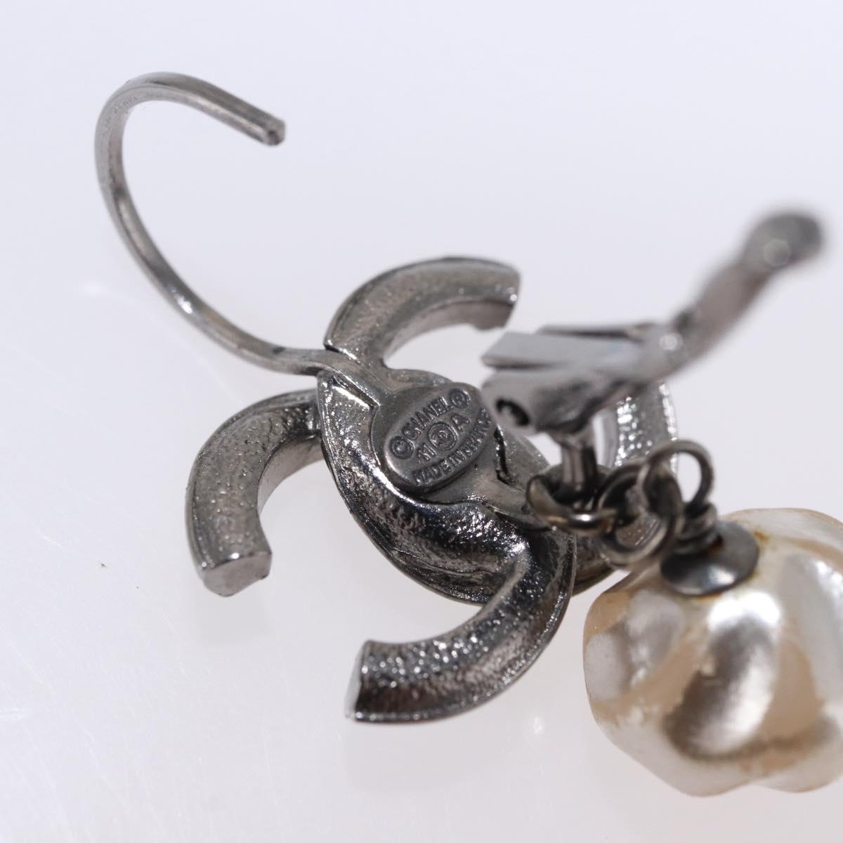 CHANEL COCO Mark Pierce Earring metal Silver CC Auth 189767A