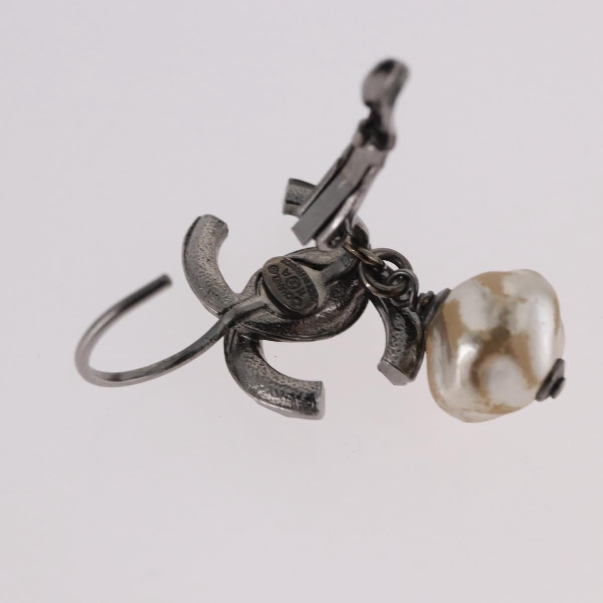 CHANEL COCO Mark Pierce Earring metal Silver CC Auth 189767A