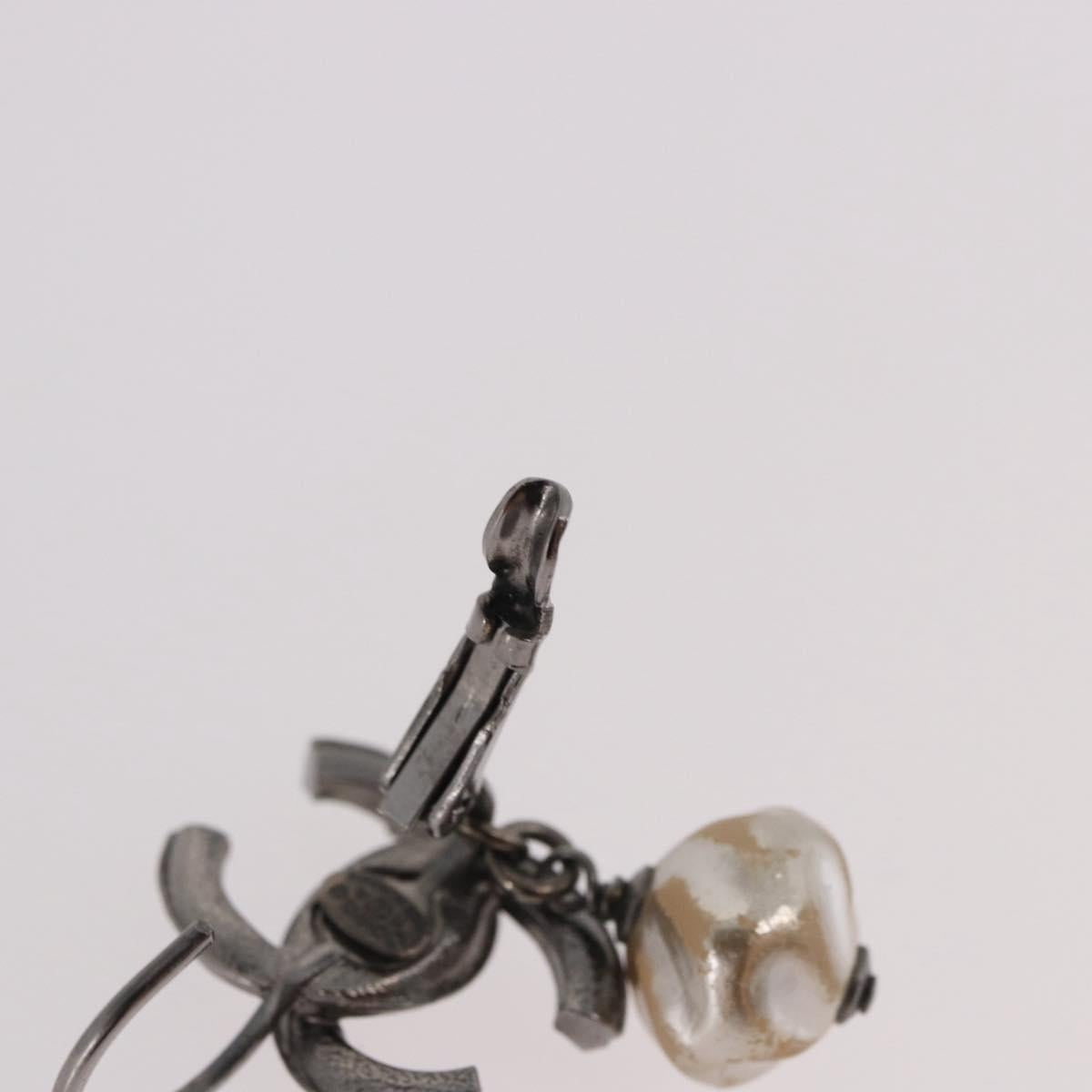 CHANEL COCO Mark Pierce Earring metal Silver CC Auth 189767A