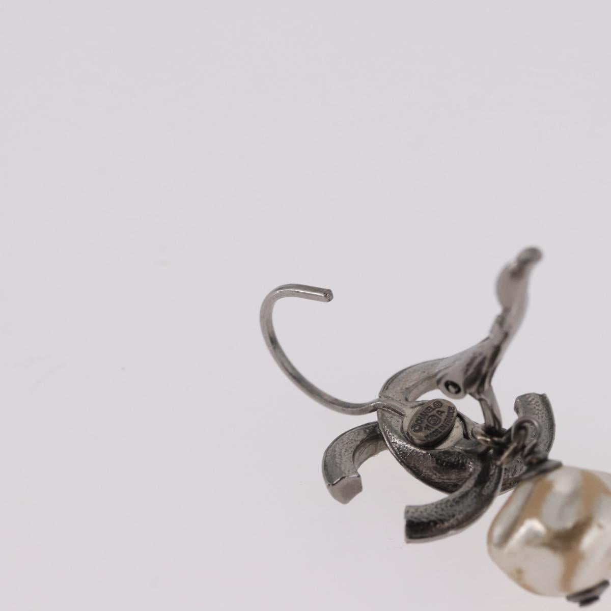 CHANEL COCO Mark Pierce Earring metal Silver CC Auth 189767A