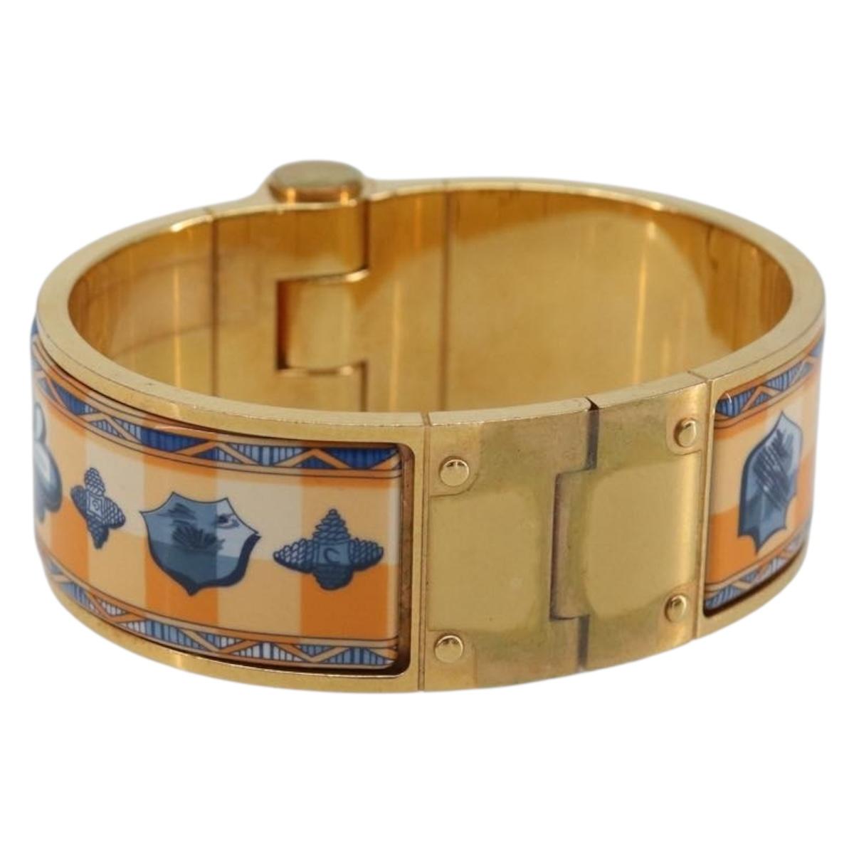 HERMES Charniere Bracelet metal Gold Tone Auth 189768M