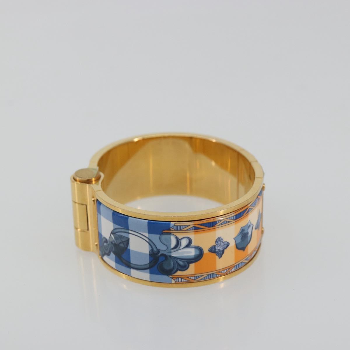 HERMES Charniere Bracelet metal Gold Tone Auth 189768M