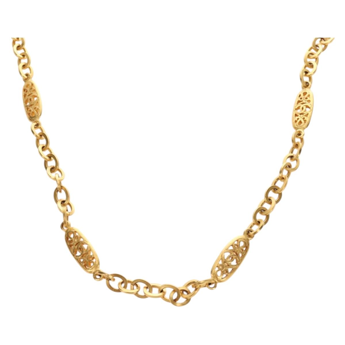 CHANEL Necklace metal Gold Tone CC Auth 189769SM