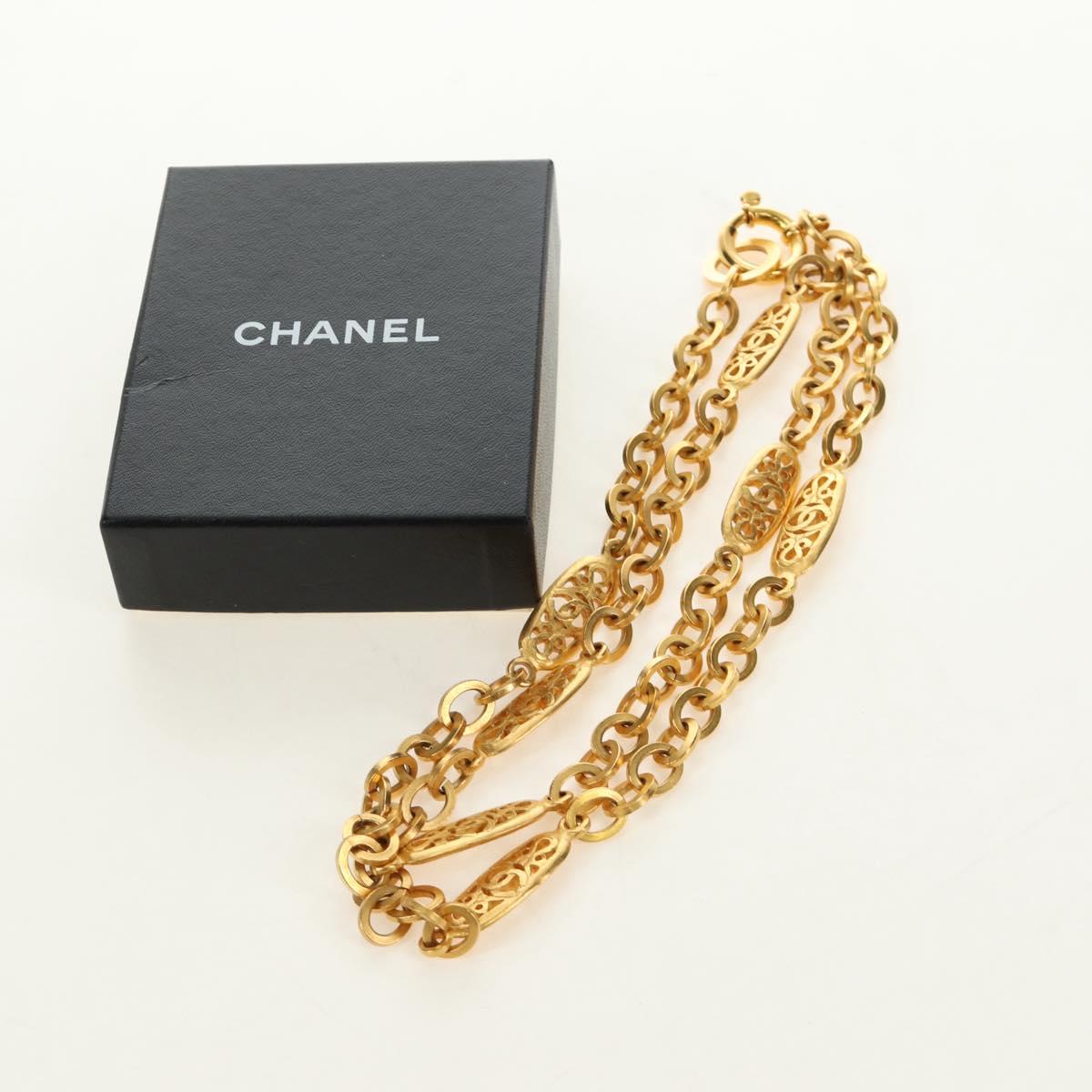 CHANEL Necklace metal Gold Tone CC Auth 189769SM