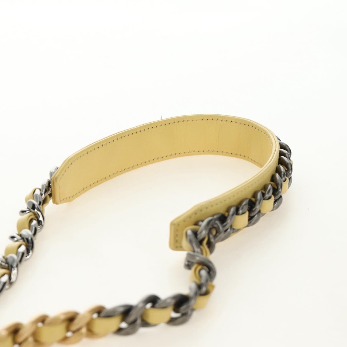 CHANEL Chain Shoulder Bag Tweed 2way Yellow Gold Silver CC Auth 189770M