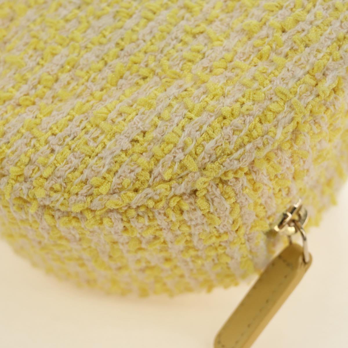 CHANEL Chain Shoulder Bag Tweed 2way Yellow Gold Silver CC Auth 189770M