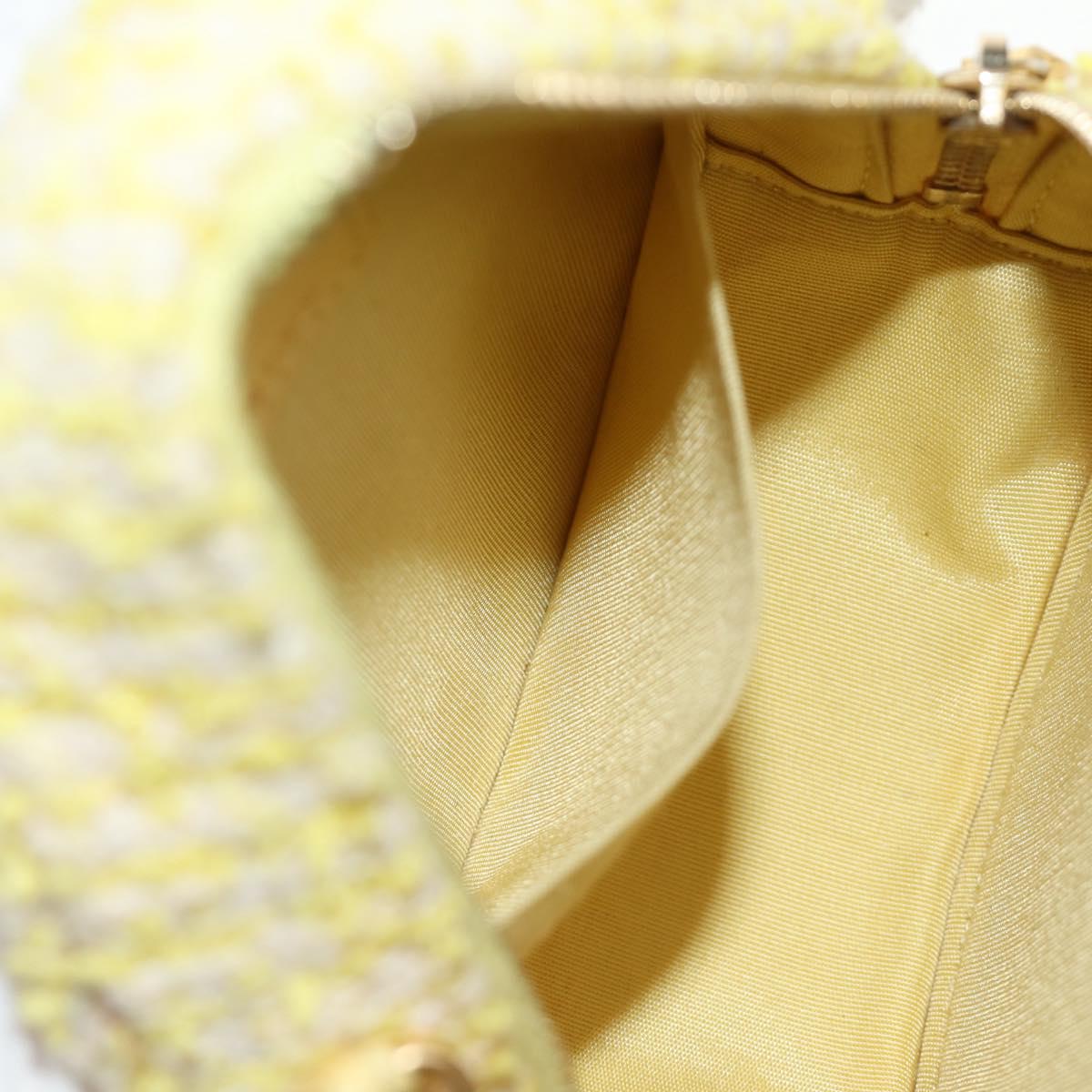 CHANEL Chain Shoulder Bag Tweed 2way Yellow Gold Silver CC Auth 189770M