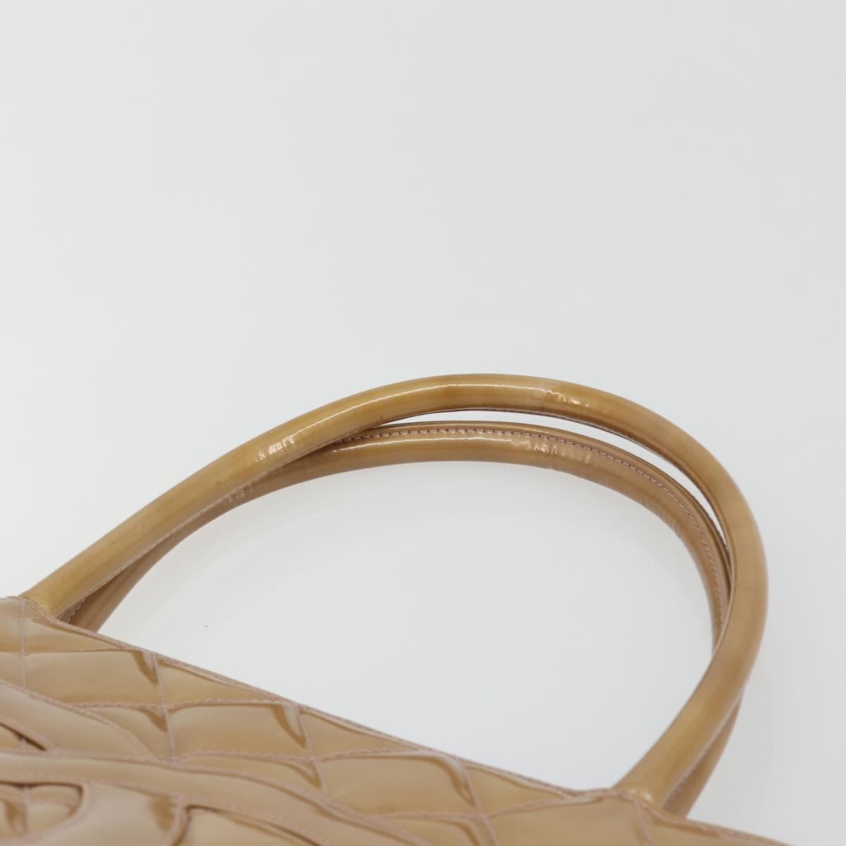 CHANEL Matelasse Reprint Tote Bag Patent leather Beige CC Auth 189771M