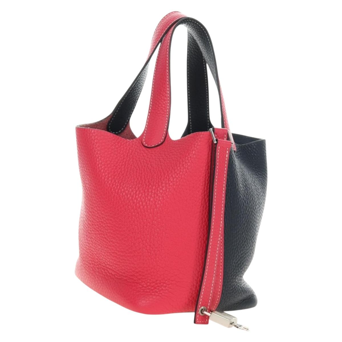 HERMES Picotan Lock PM Bag Taurillon ClemenceLeather Pink Silver Auth 189772SM