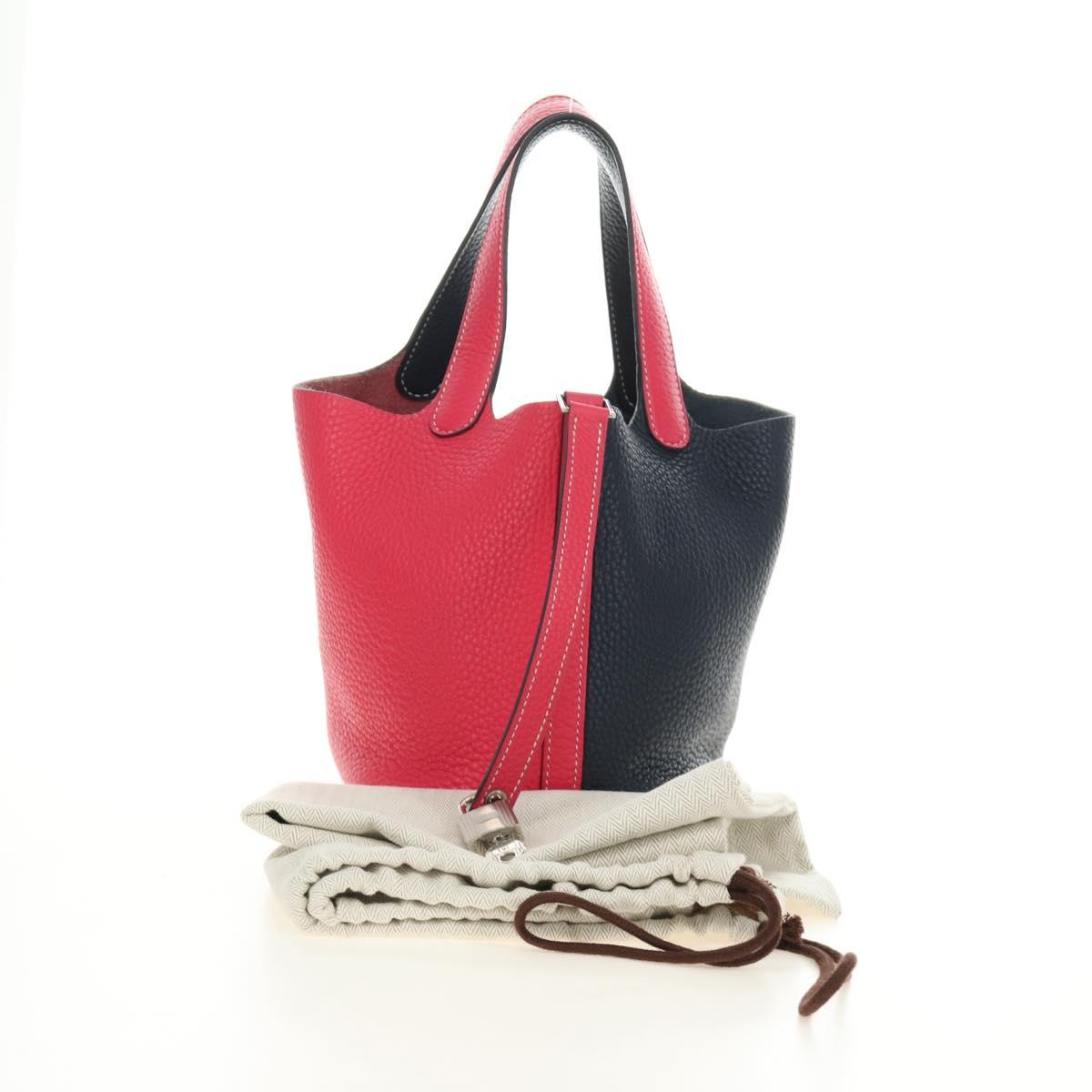 HERMES Picotan Lock PM Bag Taurillon ClemenceLeather Pink Silver Auth 189772SM