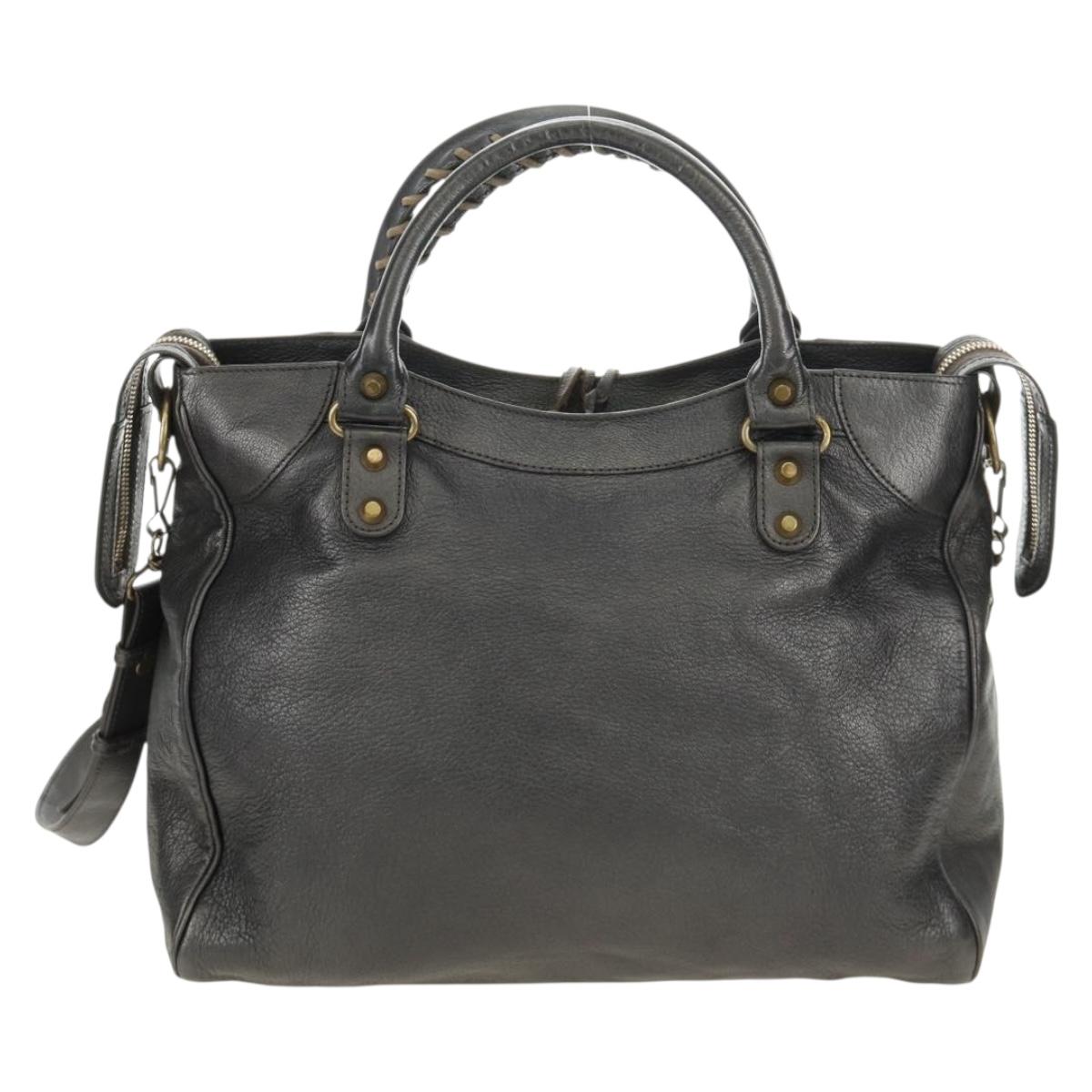 BALENCIAGA Classic Vero Hand Bag Leather Gray 235216 Auth 189775SM