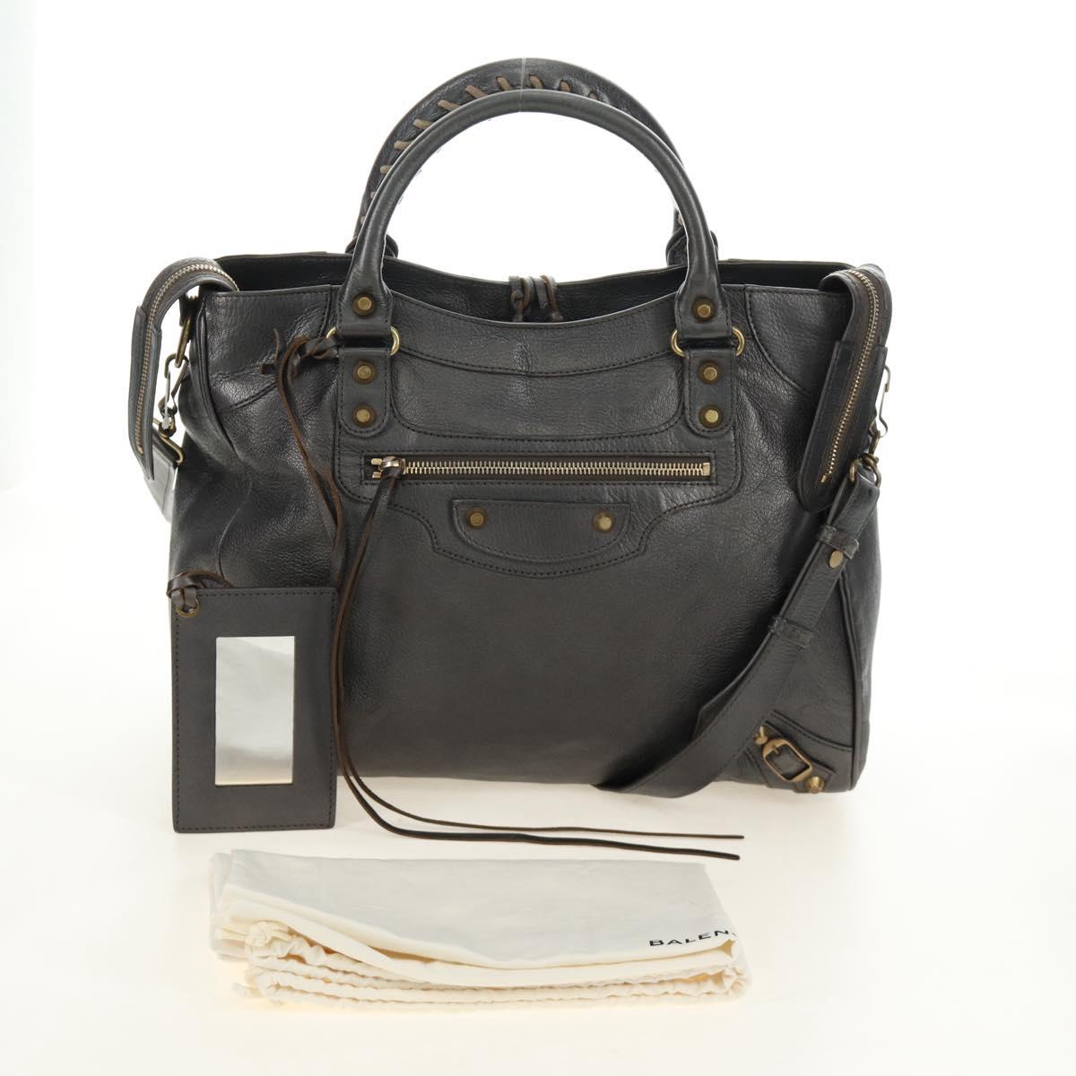 BALENCIAGA Classic Vero Hand Bag Leather Gray 235216 Auth 189775SM