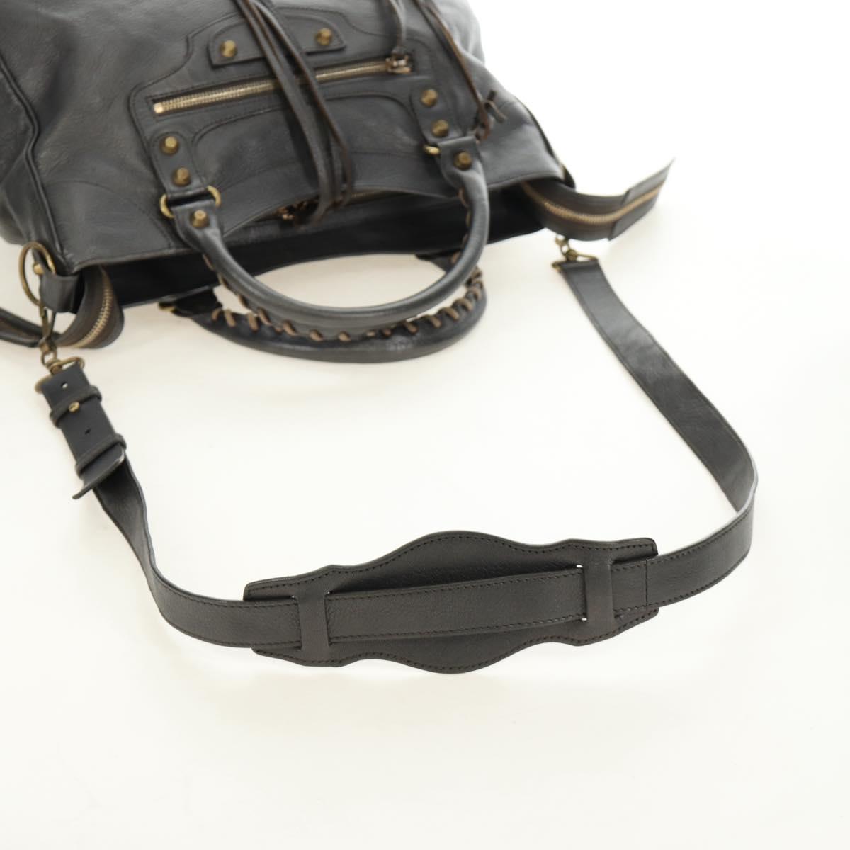 BALENCIAGA Classic Vero Hand Bag Leather Gray 235216 Auth 189775SM