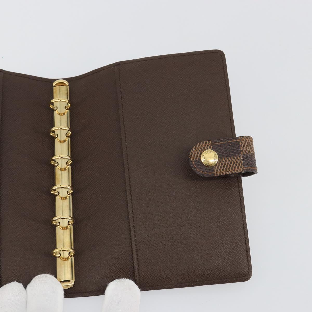 LOUIS VUITTON Damier Ebene Agenda PM Day Planner Cover R20700 LV Auth 189776