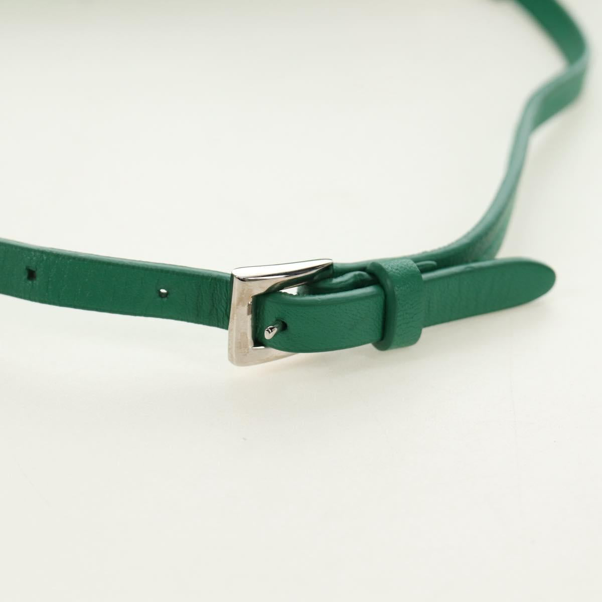 PRADA Hand Bag Leather 2way Green Silver Auth 189777SM