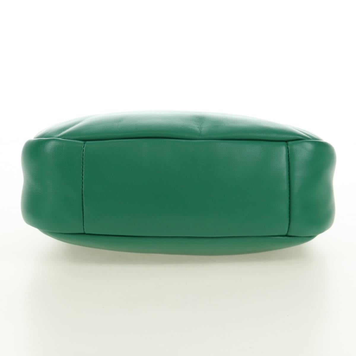 PRADA Hand Bag Leather 2way Green Silver Auth 189777SM