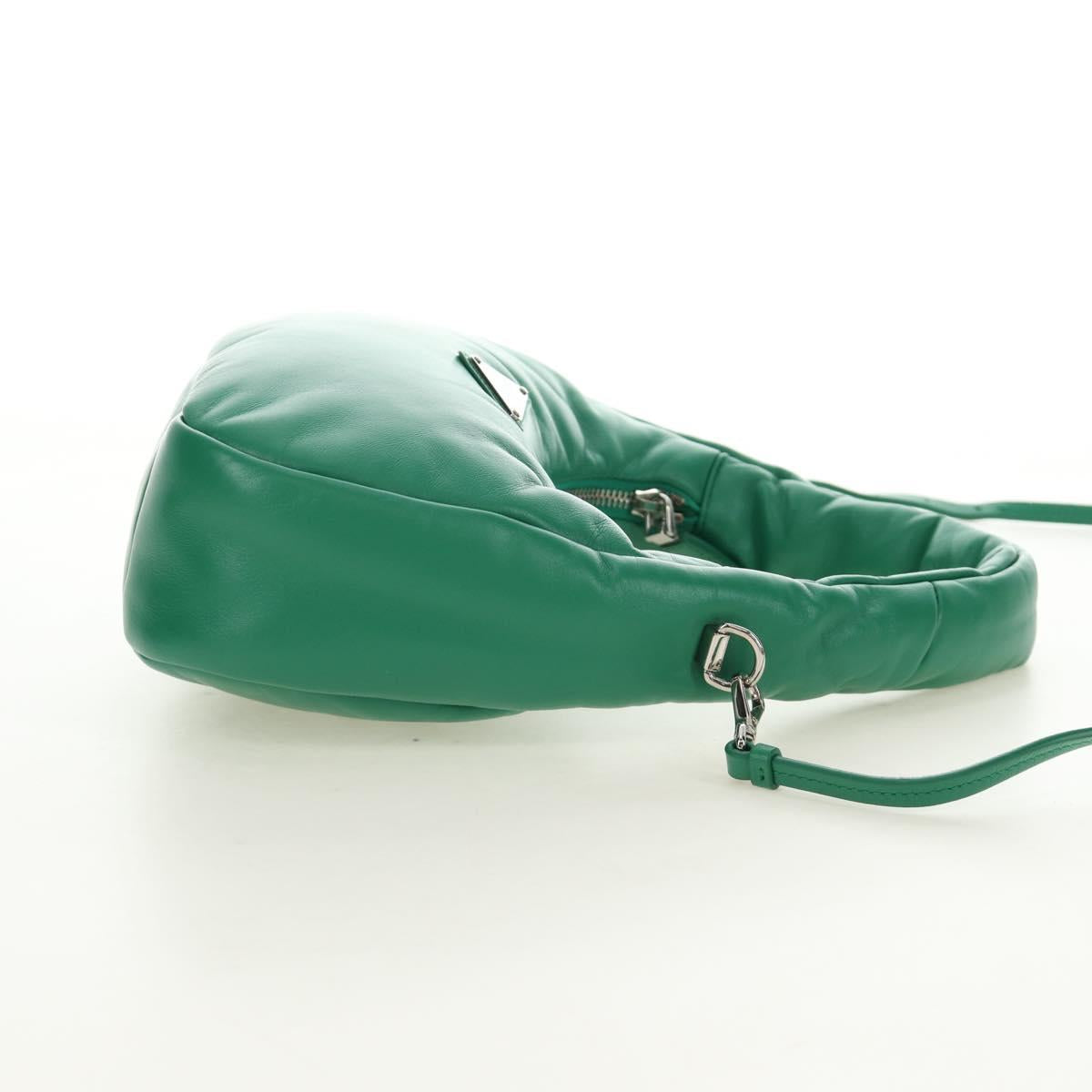 PRADA Hand Bag Leather 2way Green Silver Auth 189777SM