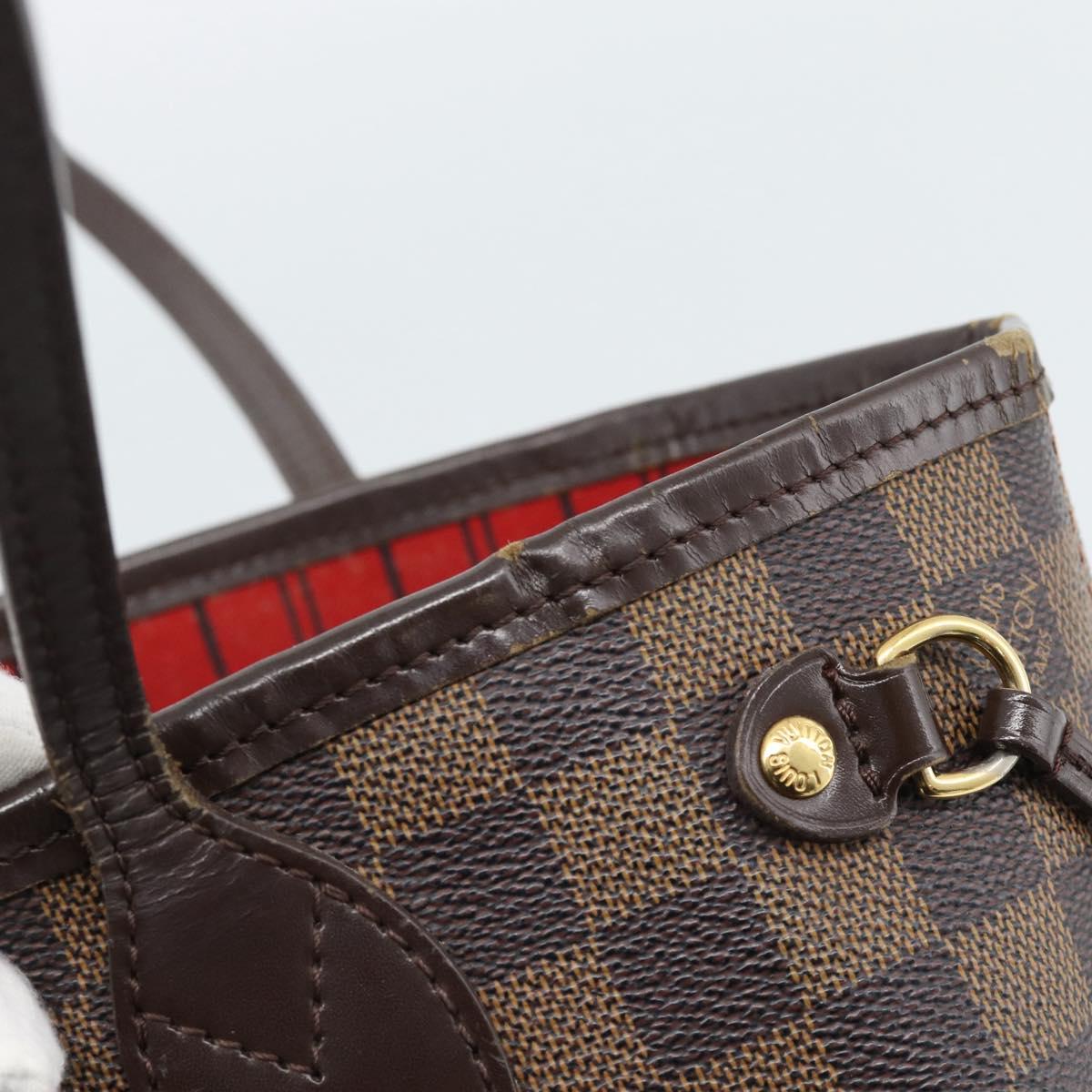 LOUIS VUITTON Damier Ebene Neverfull PM Tote Bag N51109 LV Auth 189782
