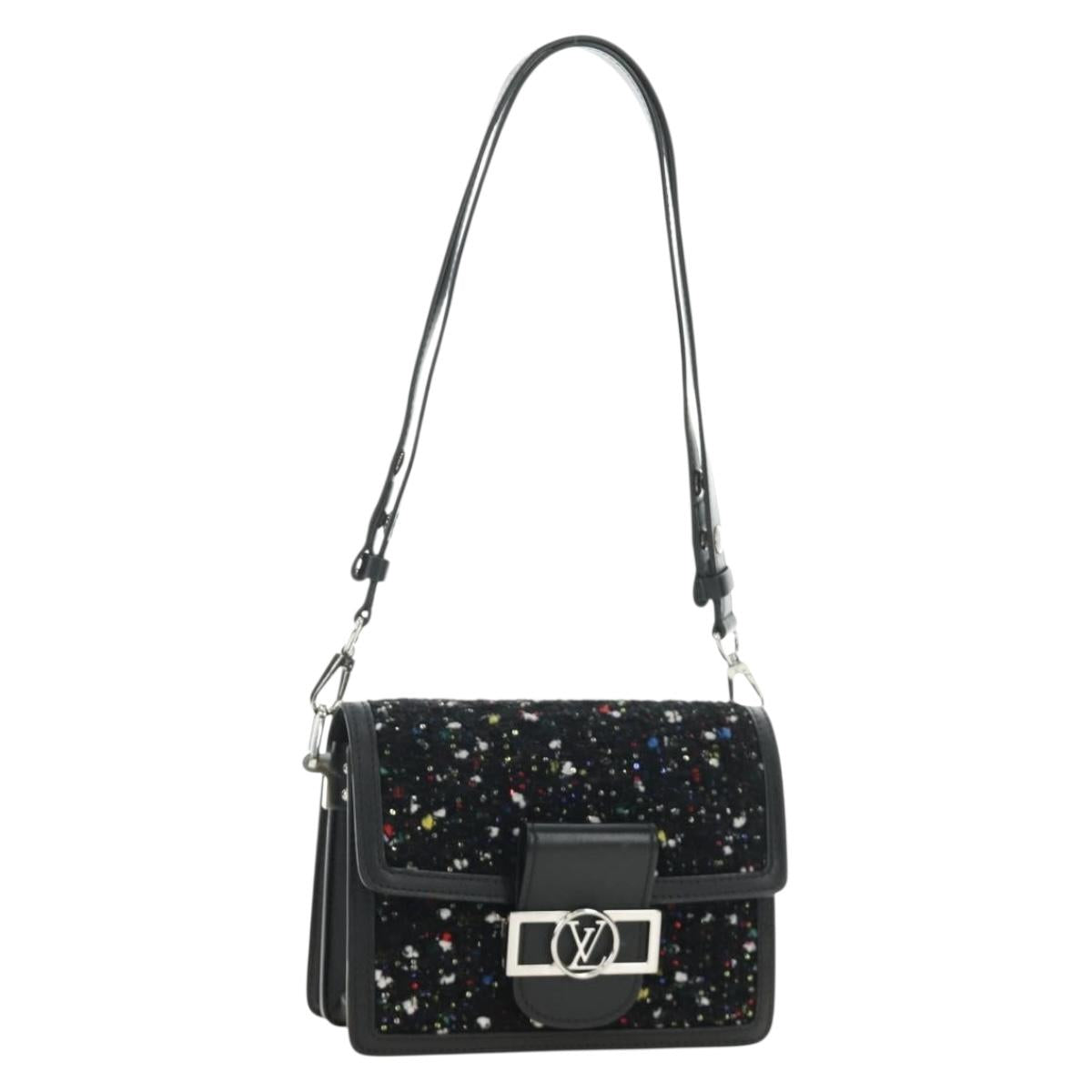 LOUIS VUITTON Daufine MINI Bag Tweed Black Silver M55491 LV Auth 189783SAM