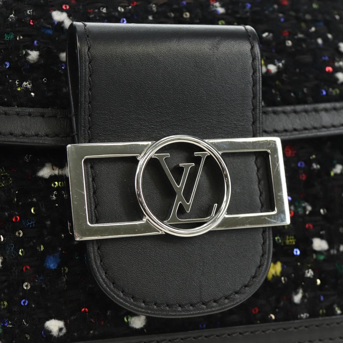 LOUIS VUITTON Daufine MINI Bag Tweed Black Silver M55491 LV Auth 189783SAM