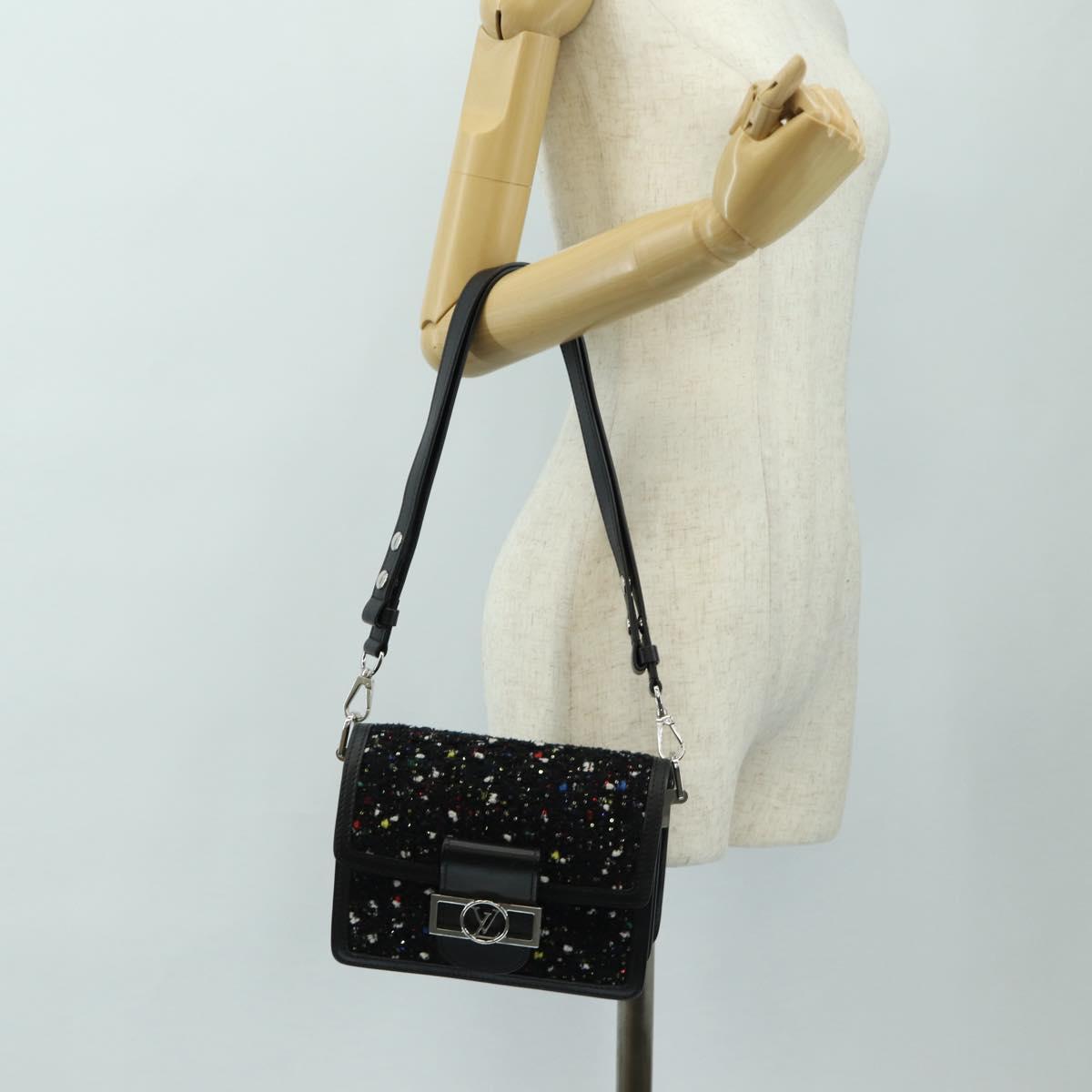 LOUIS VUITTON Daufine MINI Bag Tweed Black Silver M55491 LV Auth 189783SAM