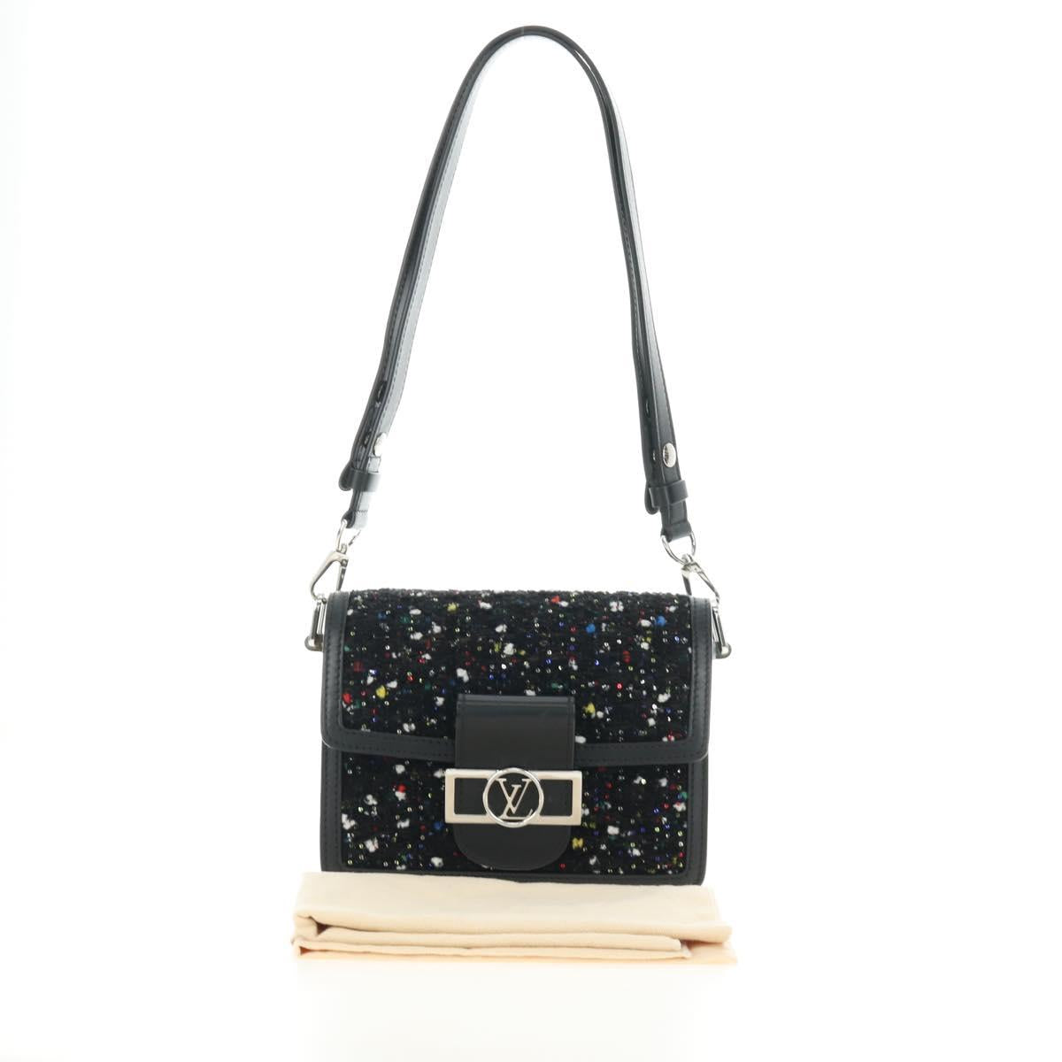 LOUIS VUITTON Daufine MINI Bag Tweed Black Silver M55491 LV Auth 189783SAM