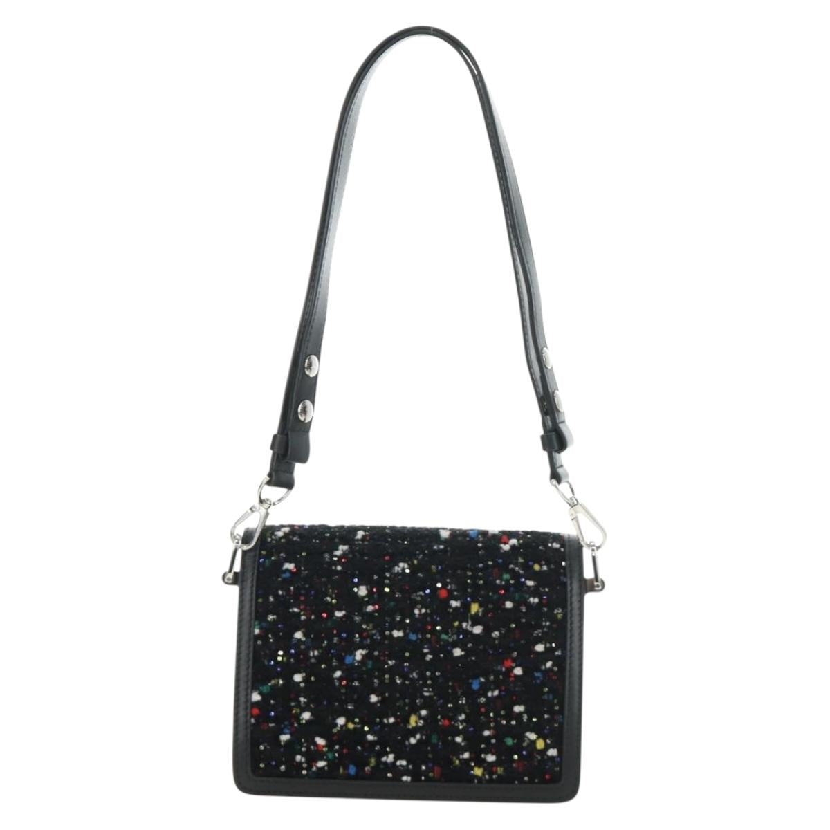LOUIS VUITTON Daufine MINI Bag Tweed Black Silver M55491 LV Auth 189783SAM