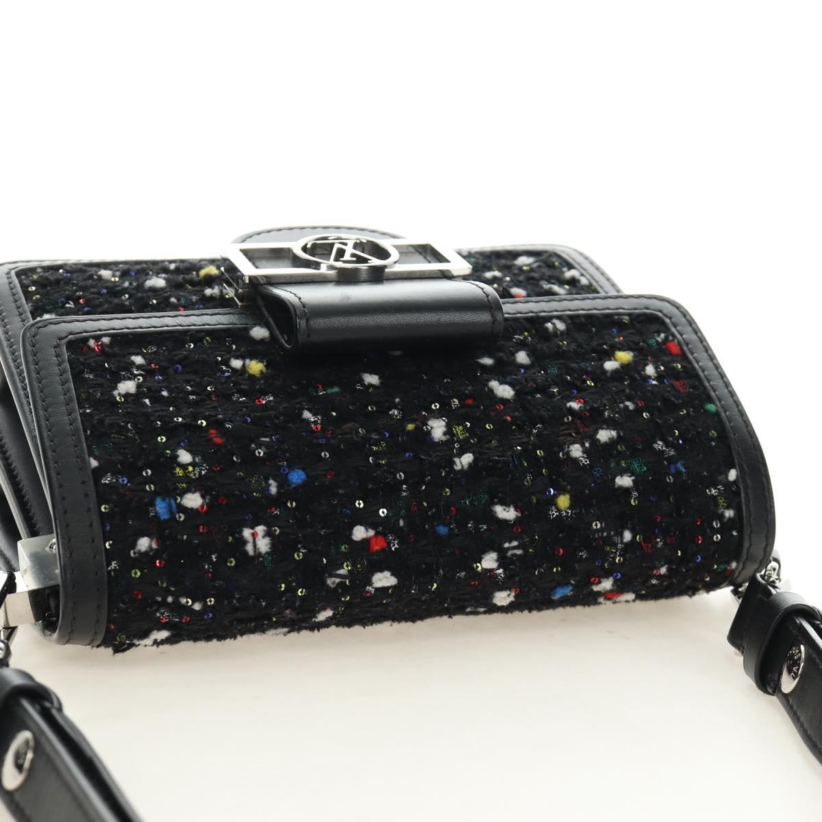 LOUIS VUITTON Daufine MINI Bag Tweed Black Silver M55491 LV Auth 189783SAM
