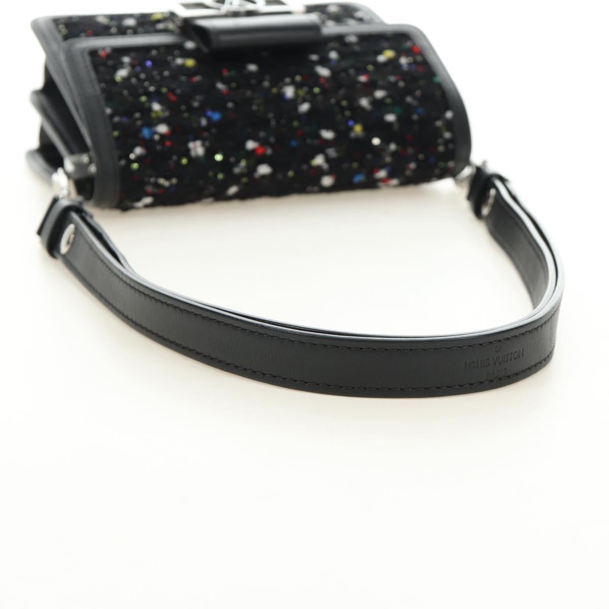 LOUIS VUITTON Daufine MINI Bag Tweed Black Silver M55491 LV Auth 189783SAM