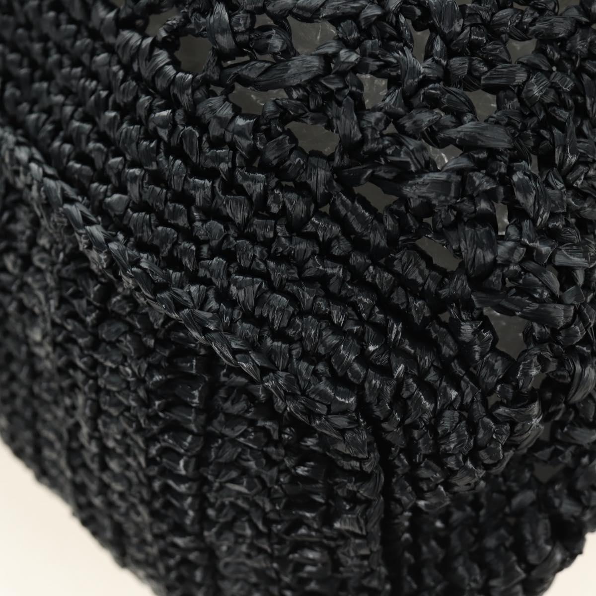 Miu Miu Tote Bag Raffia Black Silver Auth 189784SM