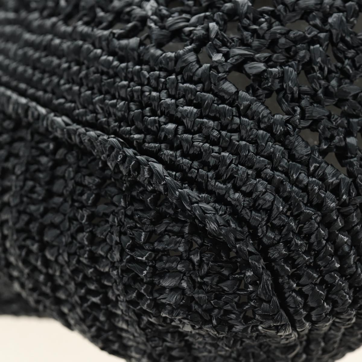 Miu Miu Tote Bag Raffia Black Silver Auth 189784SM