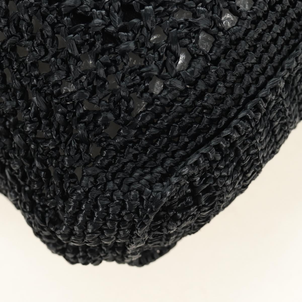 Miu Miu Tote Bag Raffia Black Silver Auth 189784SM