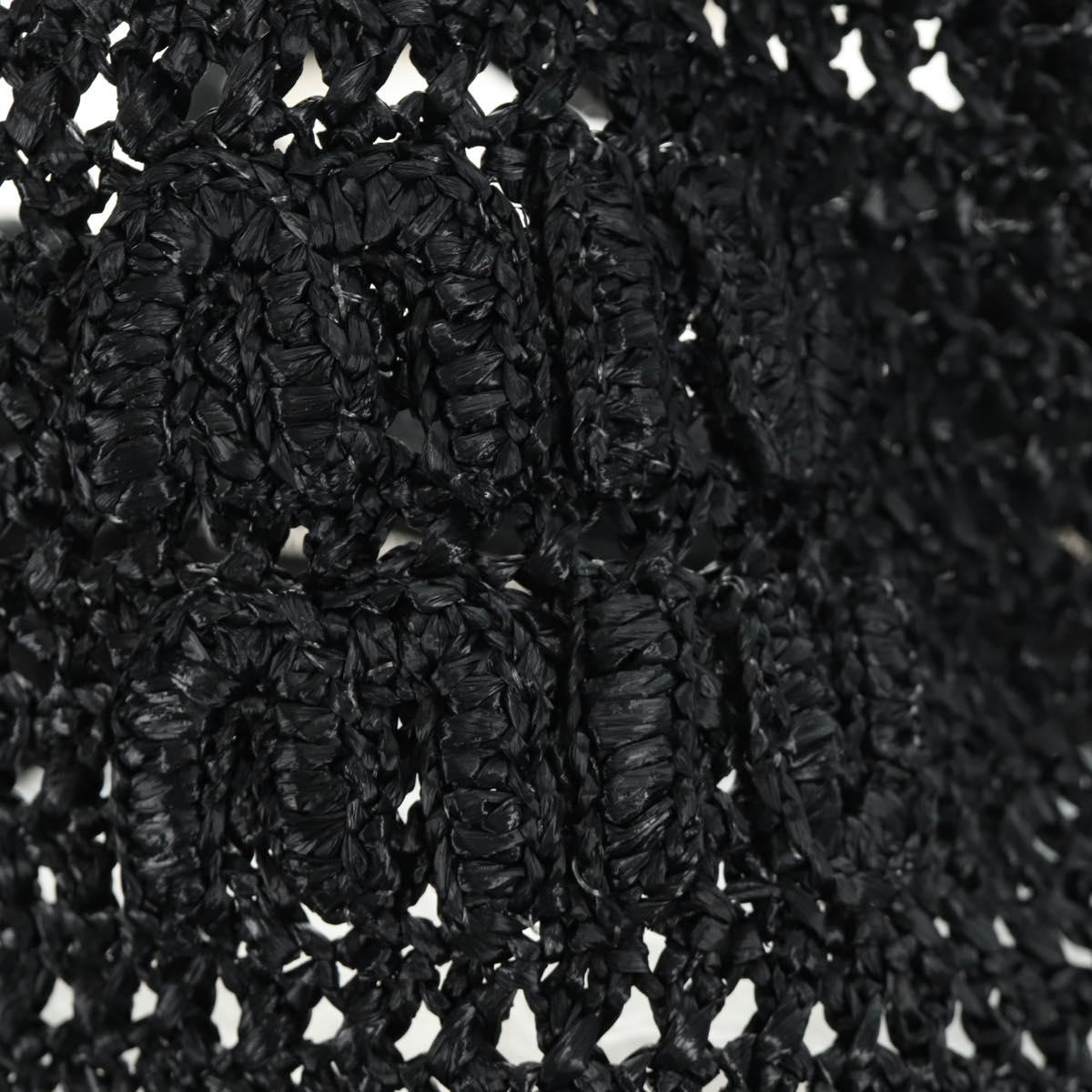 Miu Miu Tote Bag Raffia Black Silver Auth 189784SM