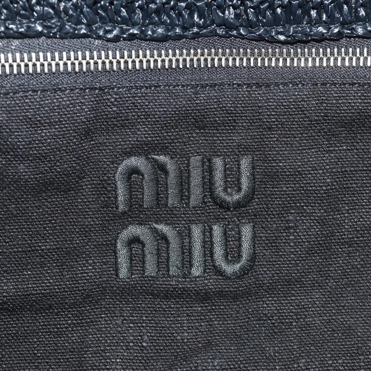 Miu Miu Tote Bag Raffia Black Silver Auth 189784SM