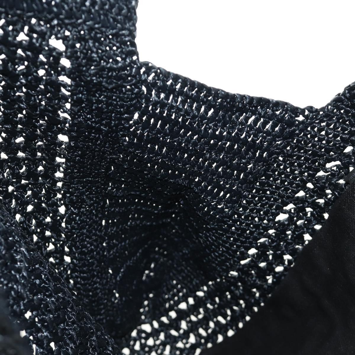 Miu Miu Tote Bag Raffia Black Silver Auth 189784SM