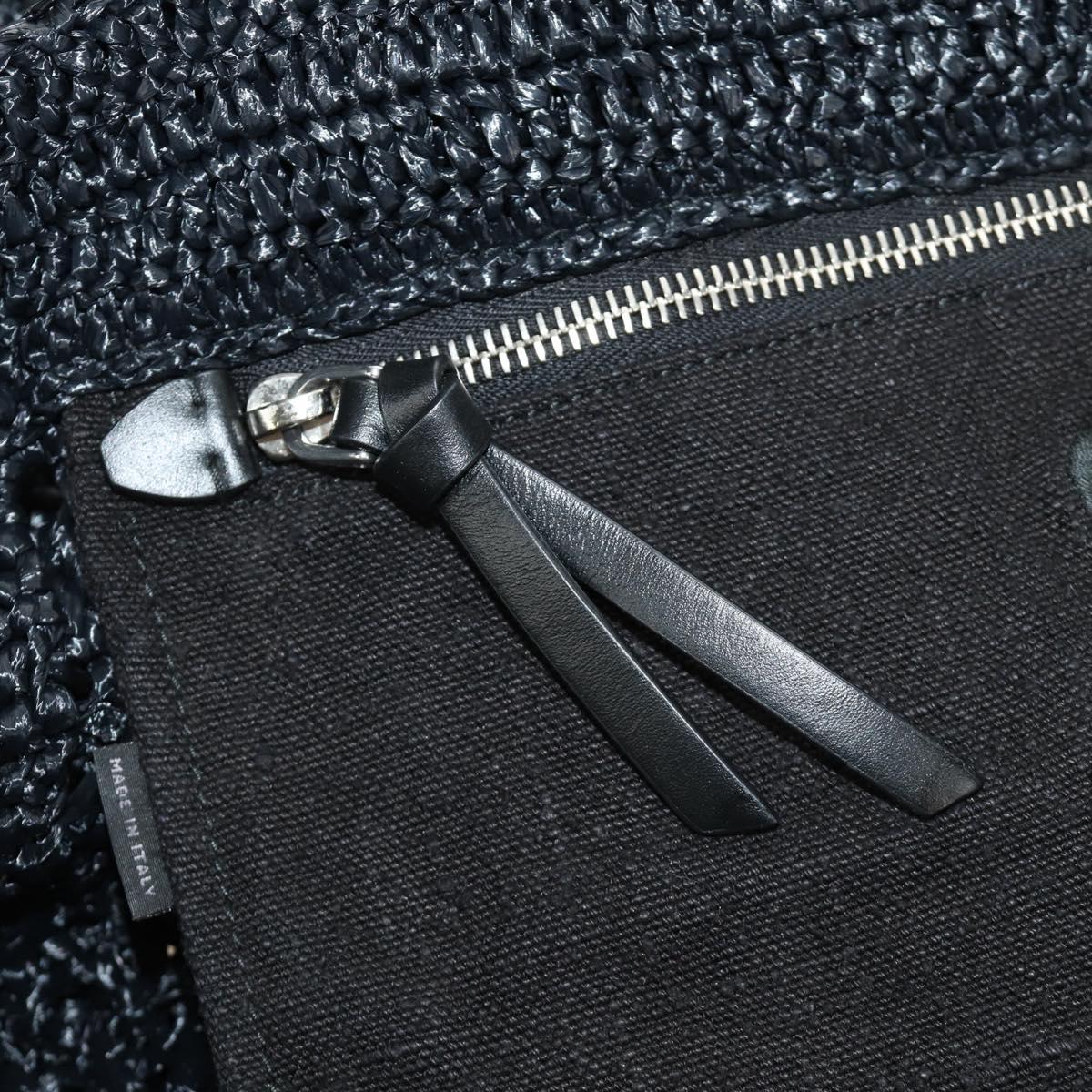 Miu Miu Tote Bag Raffia Black Silver Auth 189784SM