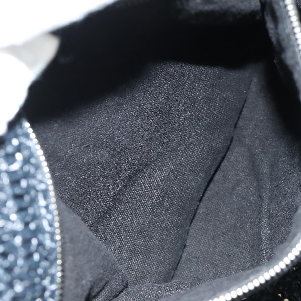 Miu Miu Tote Bag Raffia Black Silver Auth 189784SM