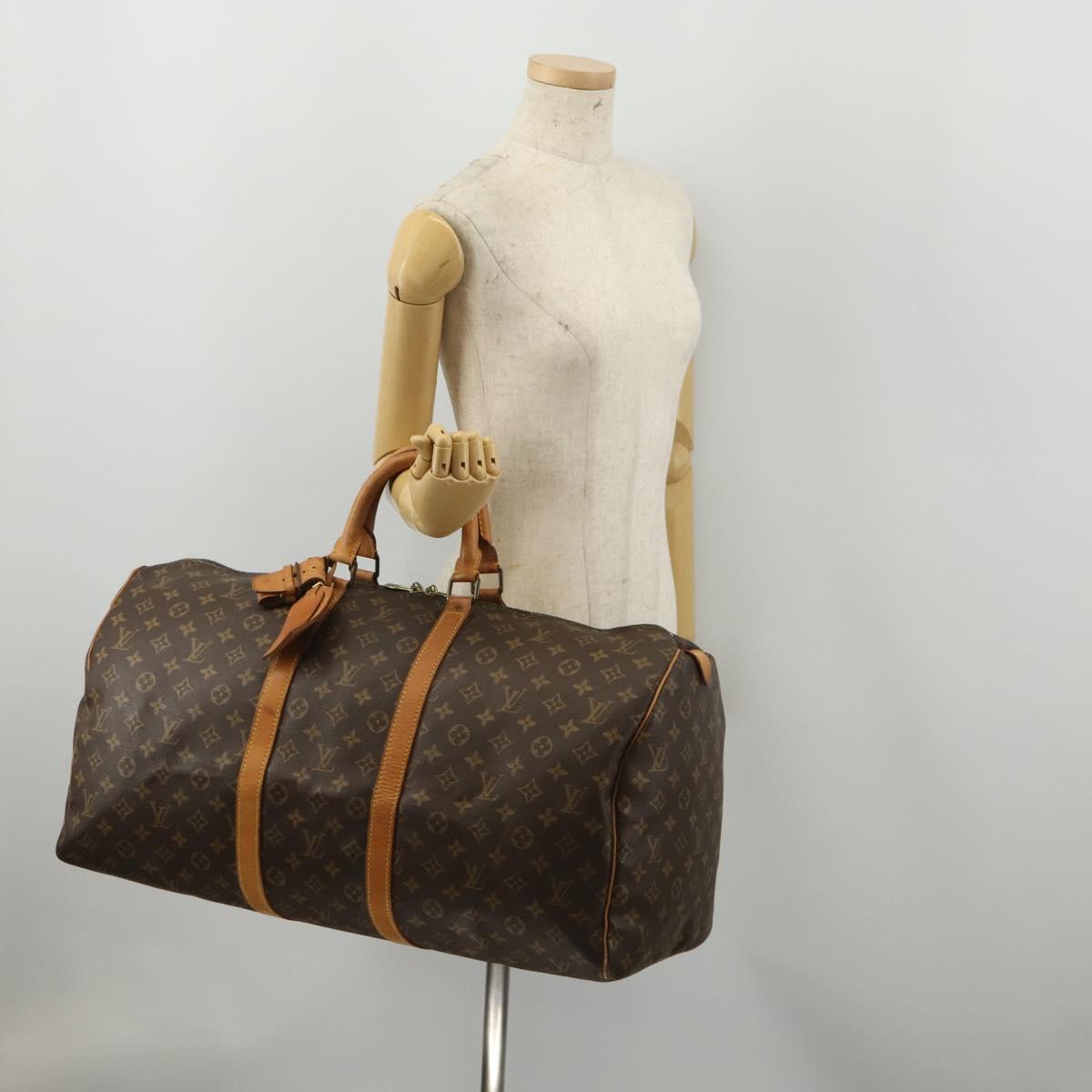 LOUIS VUITTON Monogram Keepall 55 Boston Bag M41424 LV Auth 189785A