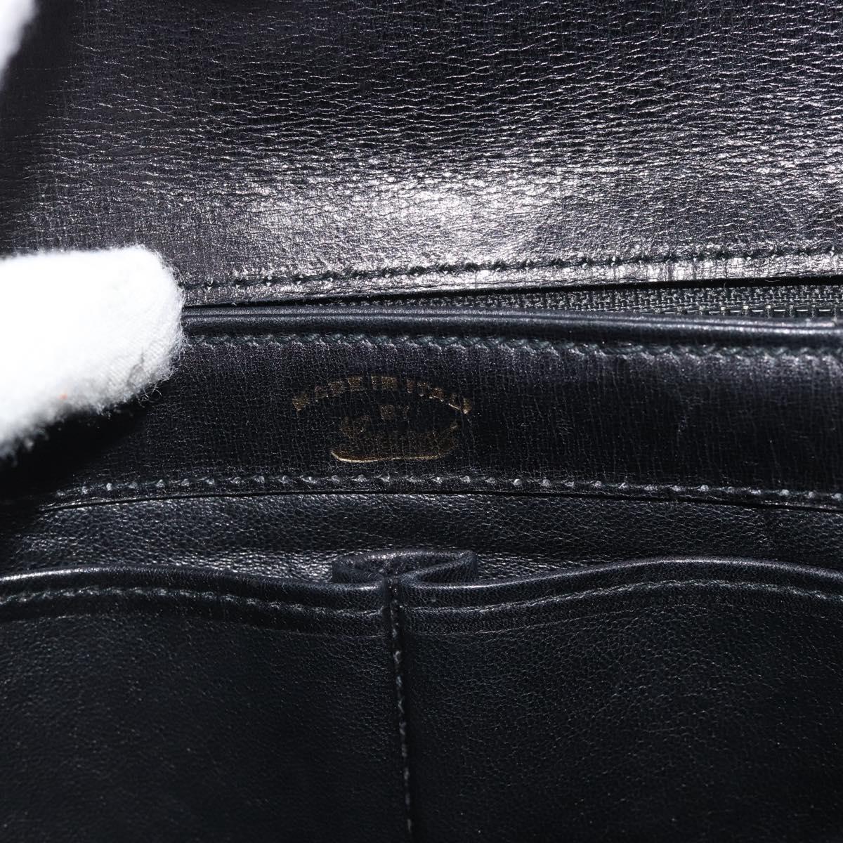 GUCCI Shoulder Bag Leather Black Gold Auth 189787A