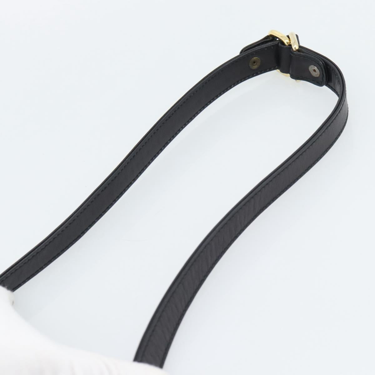 GUCCI Shoulder Bag Leather Black Gold Auth 189787A