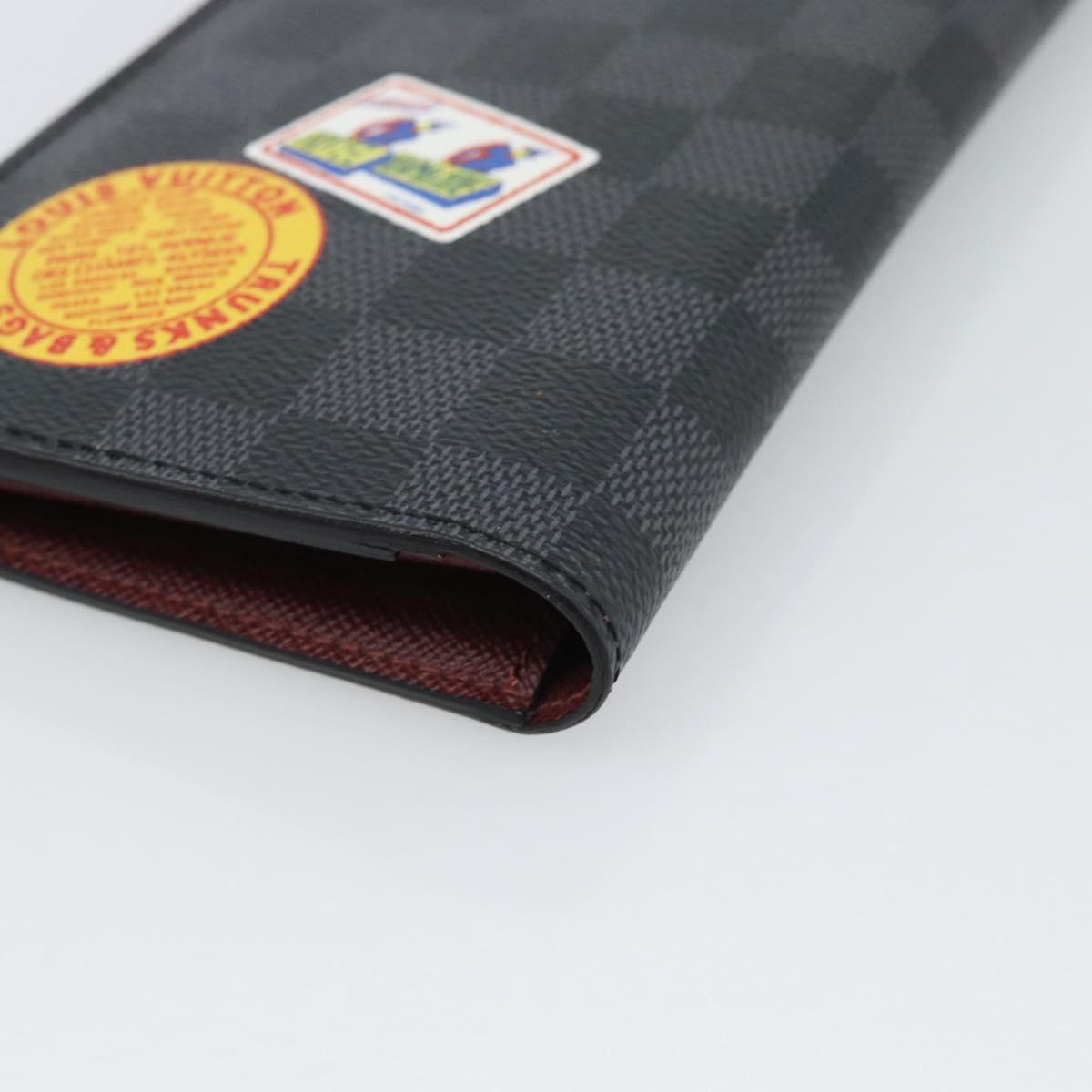 LOUIS VUITTON Damier Graphite Porte Feuille Brother Long Wallet LV Auth 189789M