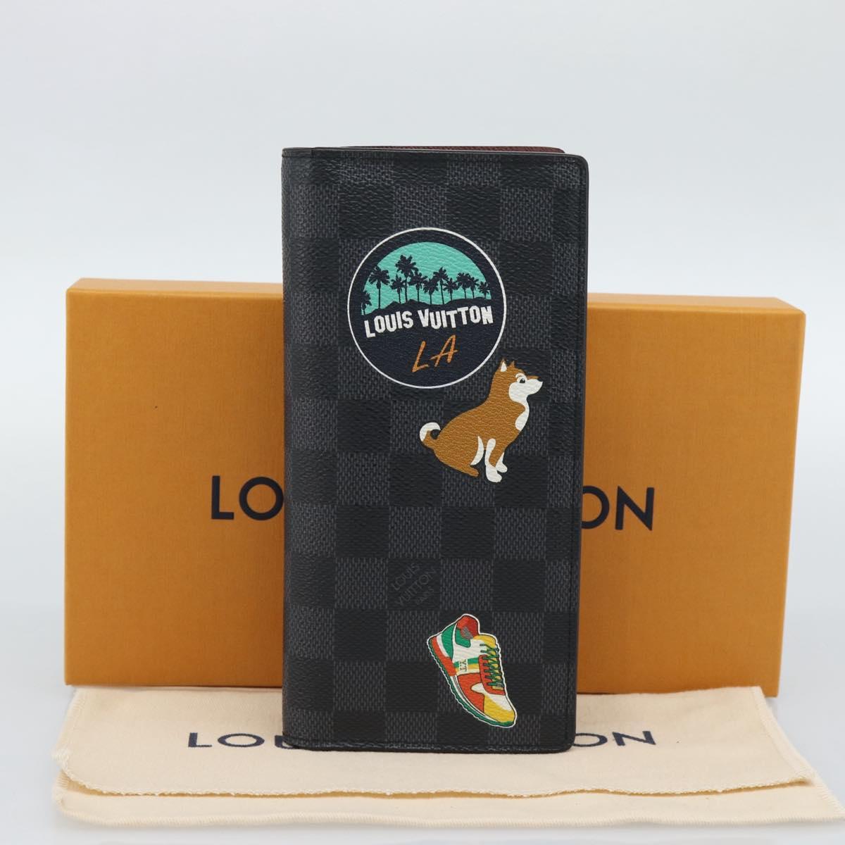 LOUIS VUITTON Damier Graphite Porte Feuille Brother Long Wallet LV Auth 189789M